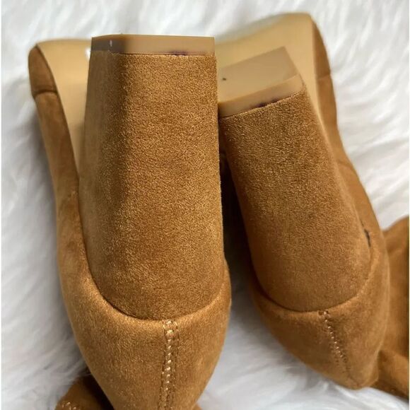 Express Suede Chunky Heel Booties Brown Size 6.5 - Picture 4 of 7